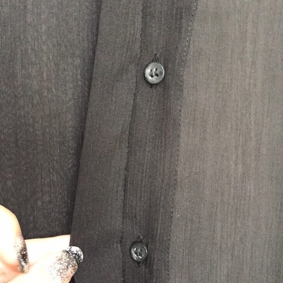 𝅺TOPSHOP black sheer long sleeve sequin collar shirt blouse sz 8 - Picture 4 of 11